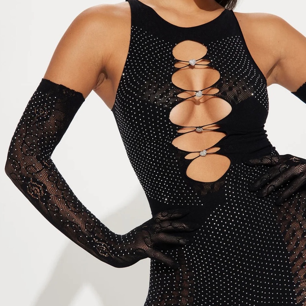 Fashion Nova Black ‘Phoebe’ Embellished Jumpsuit